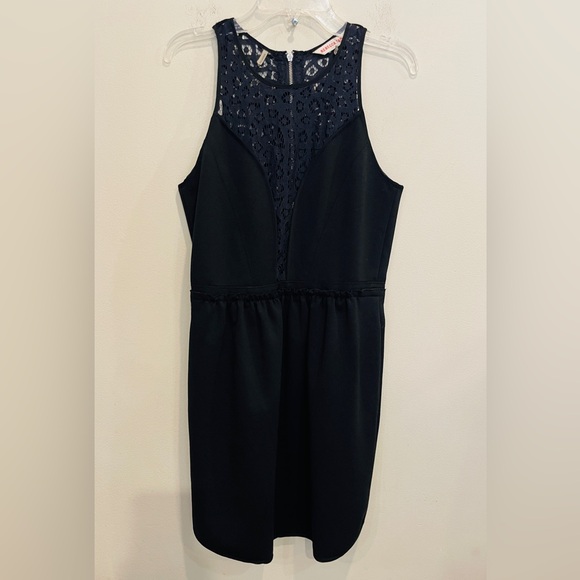 Rebecca Taylor Black Fit and Flare Lace Deep Neckline Dress - Picture 1 of 10